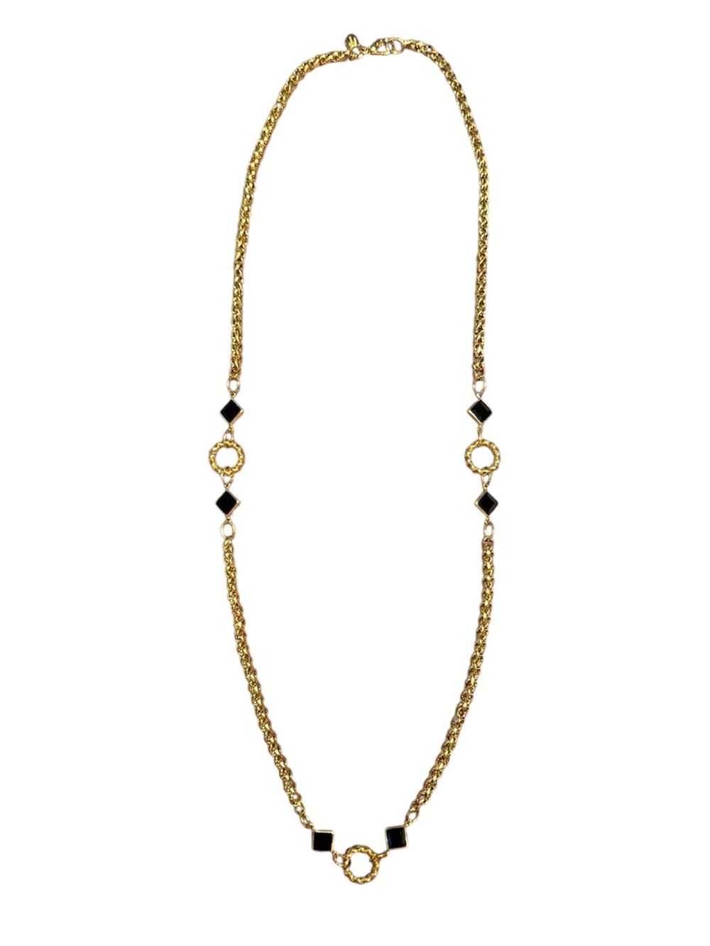 Princess House Vintage Gold Tone Necklace with Black Accents